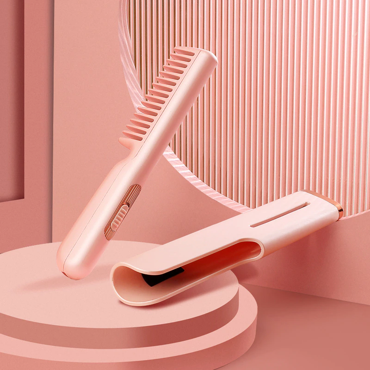 Mini Hair Straightener Brush | Fast Heating Ceramic Styling | Daily Hair Care & Travel