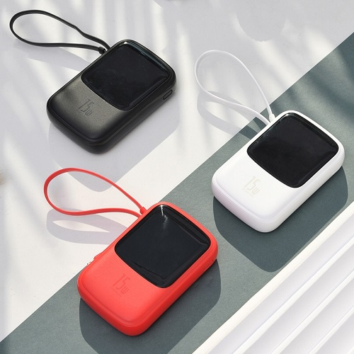 Built-in Charger Mini Power Bank | 10000mAh Capacity & Cables | Travel & Phones