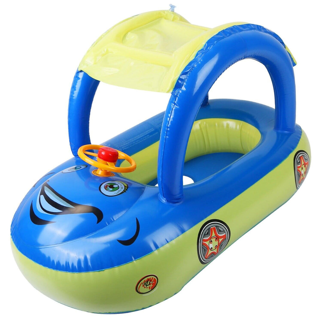Inflatable Baby Pool Float Car | Sun Canopy for UV Protection | Pool & Beach