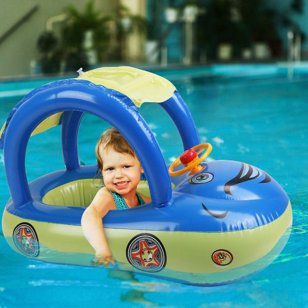 Inflatable Baby Pool Float Car | Sun Canopy for UV Protection | Pool & Beach