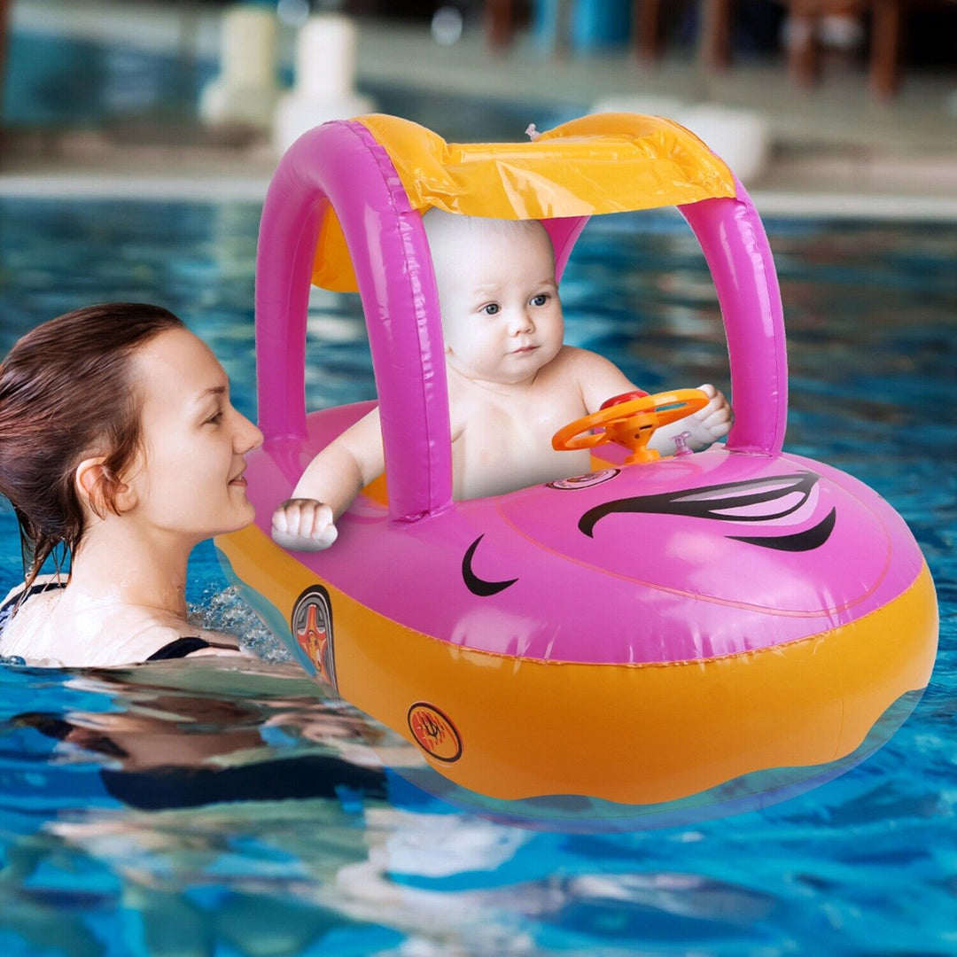Inflatable Baby Pool Float Car | Sun Canopy for UV Protection | Pool & Beach