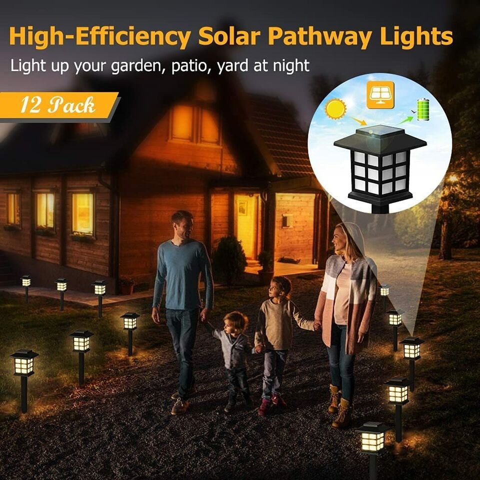 12-Pack Solar Pathway Lights Waterproof LED Garden Path Lighting