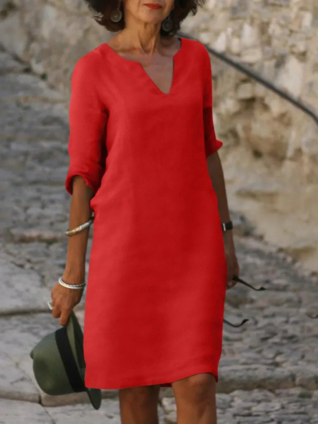 Covernorth Women’s V-Neck Linen Shift Dress