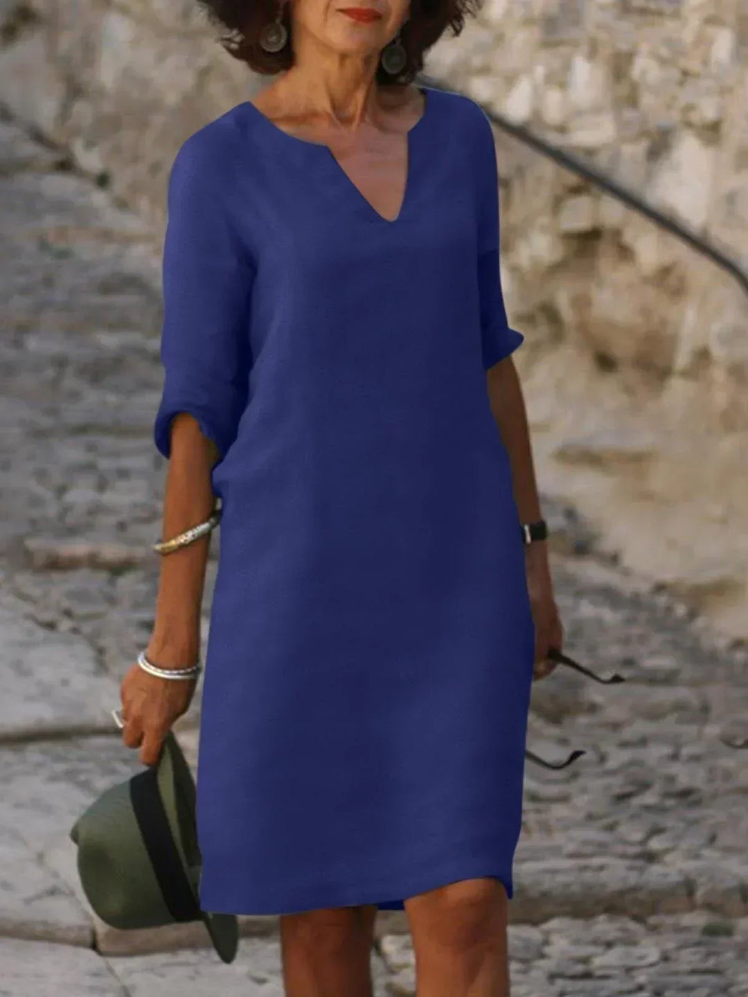 Covernorth Women’s V-Neck Linen Shift Dress