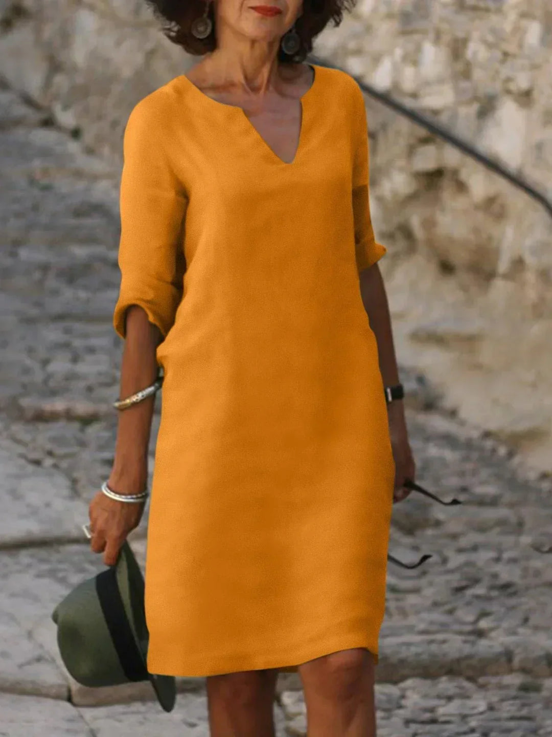 Covernorth Women’s V-Neck Linen Shift Dress