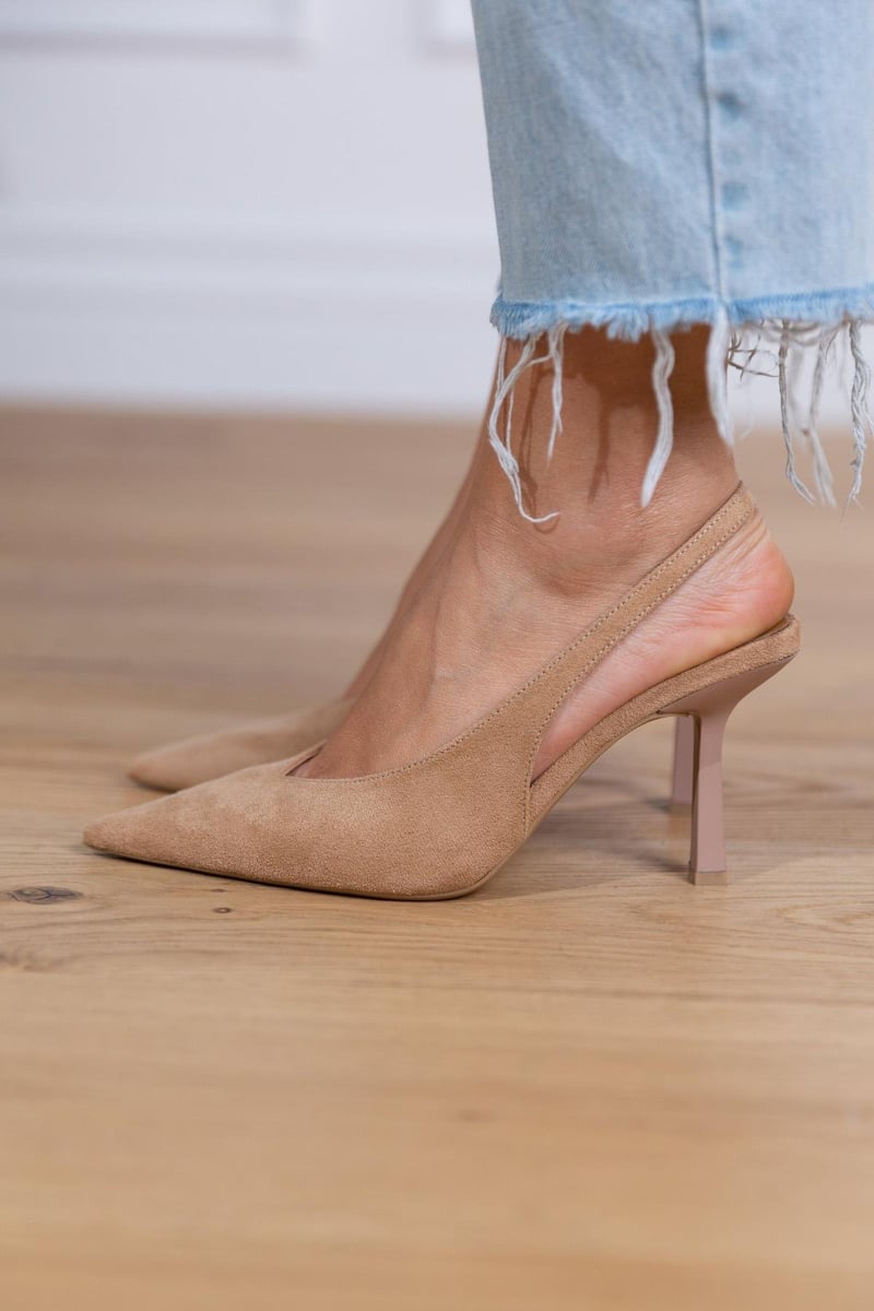Women's Suede Pointed Toe Slingback Stiletto Heels
