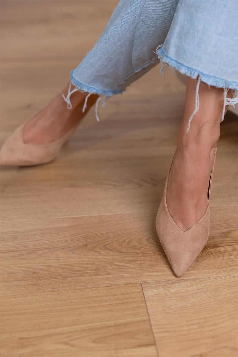Women's Suede Pointed Toe Slingback Stiletto Heels
