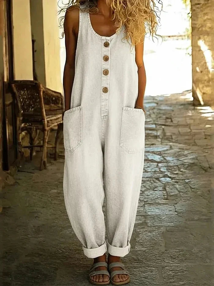 Women’s Button-Front Denim Overalls