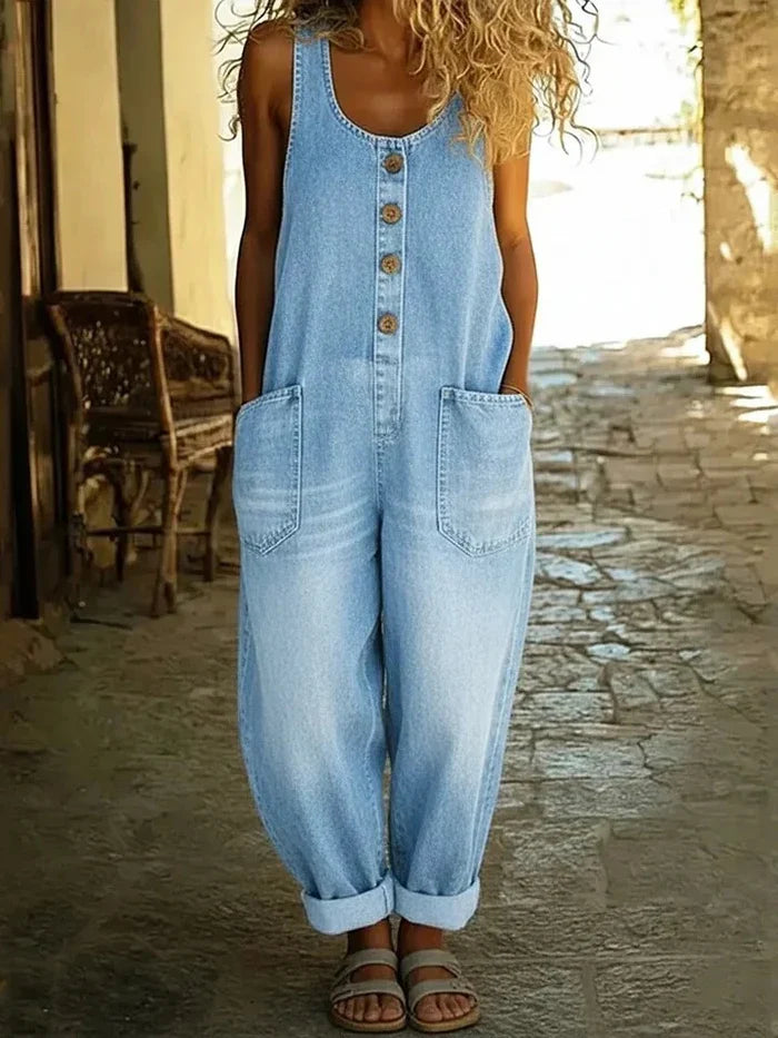Women’s Button-Front Denim Overalls