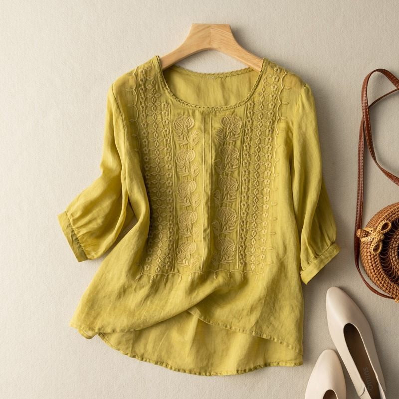 Women’s Embroidered Three-Quarter Sleeve Blouse