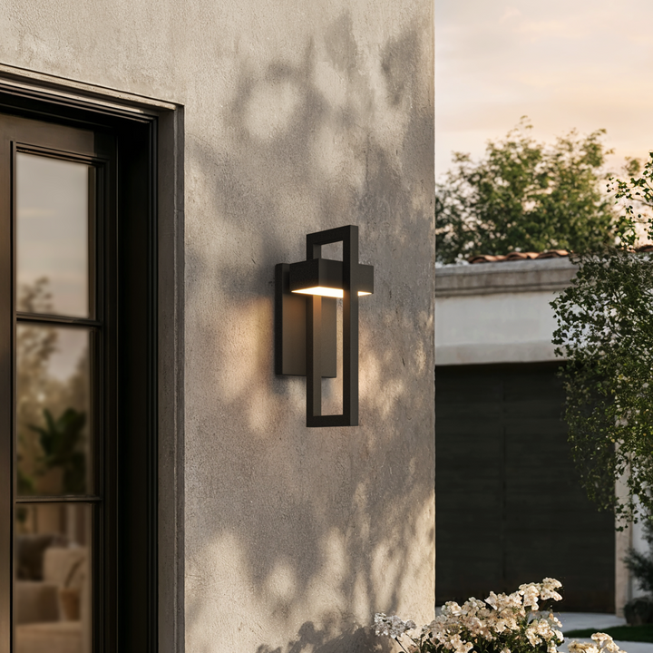 Modern Geometric LED Outdoor Wall Sconce Architectural Entryway Light
