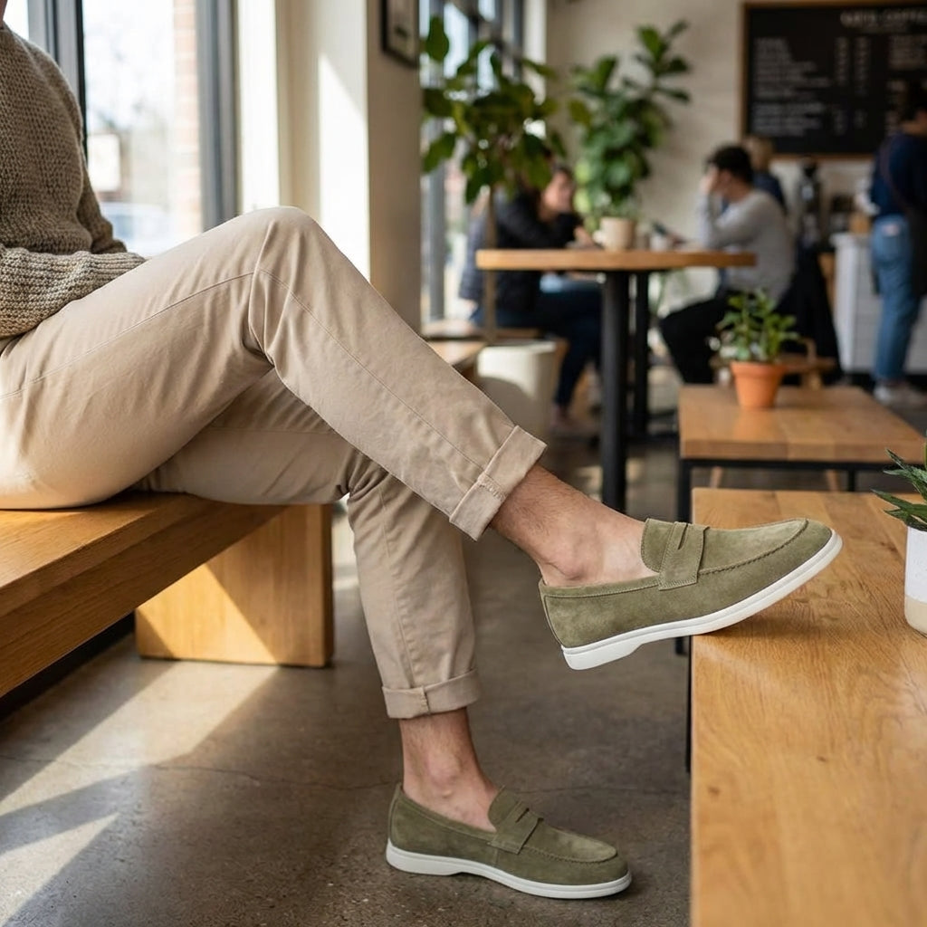 Men Suede Penny Loafers Casual Slip On Shoes