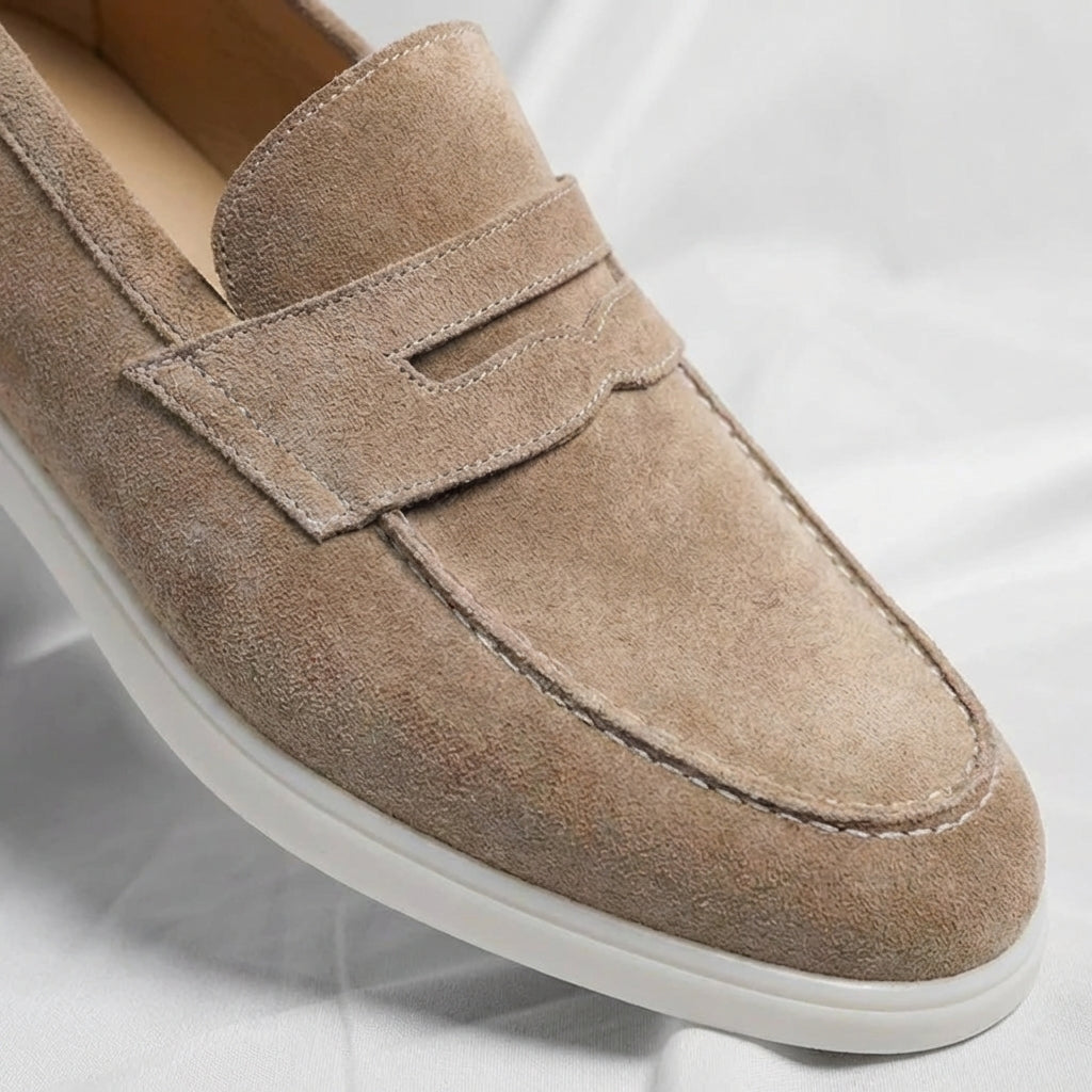 Men Suede Penny Loafers Casual Slip On Shoes