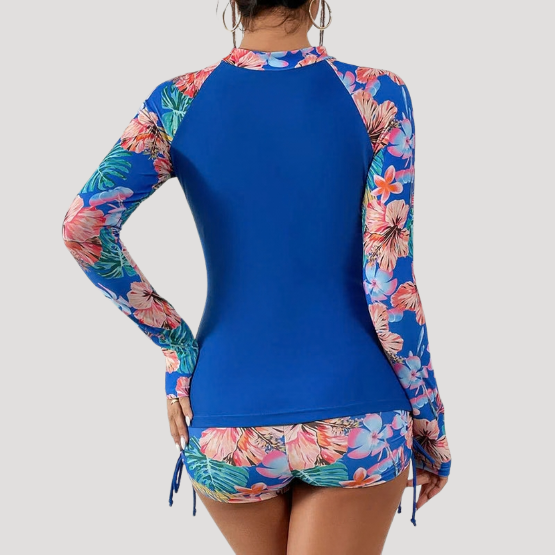 Women's Floral Long Sleeve Rash Guard Swimsuit