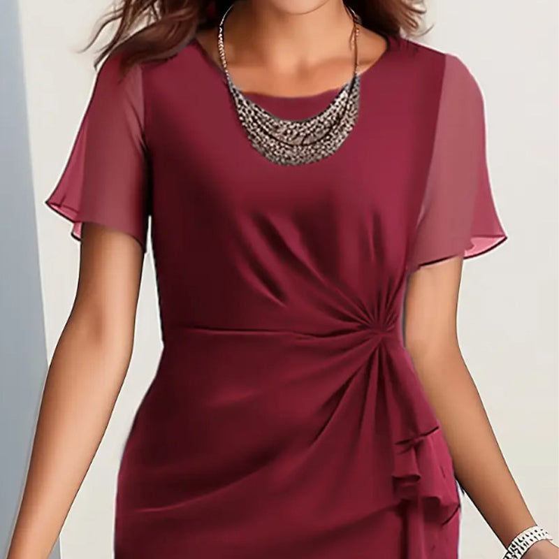 Women's Flutter-Sleeve Ruffle Layered Cocktails Dress