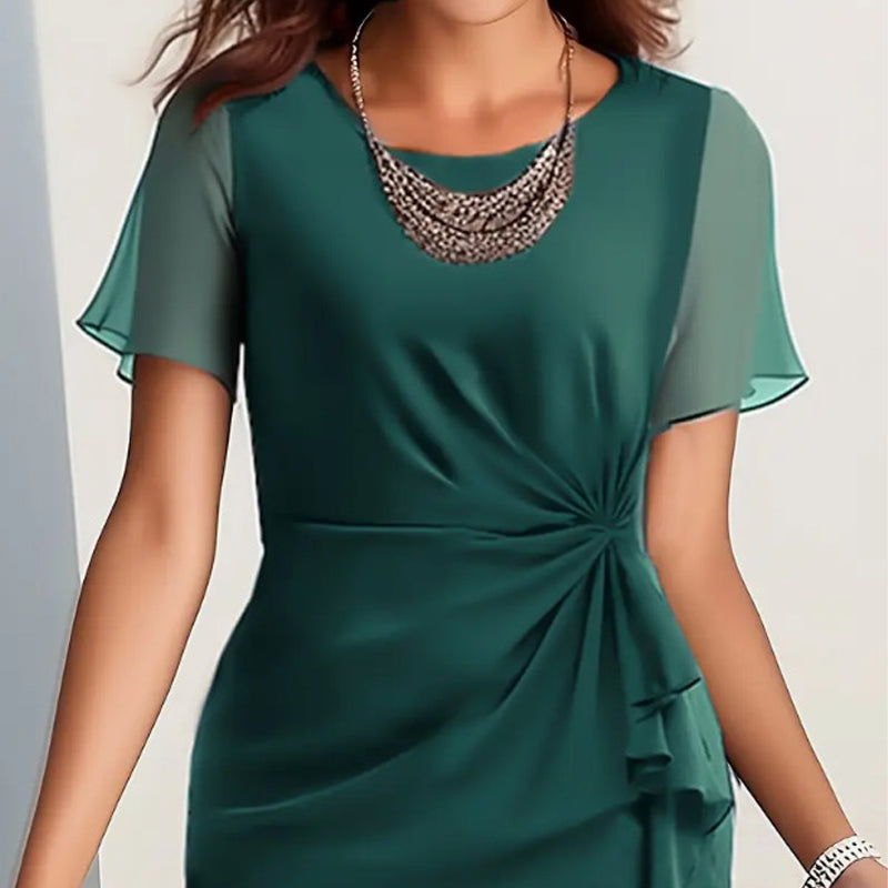 Women's Flutter-Sleeve Ruffle Layered Cocktails Dress