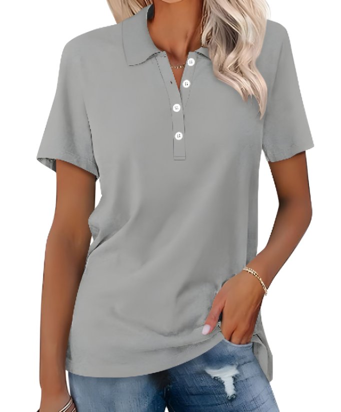 Women's Short Sleeve Button Polo Shirt