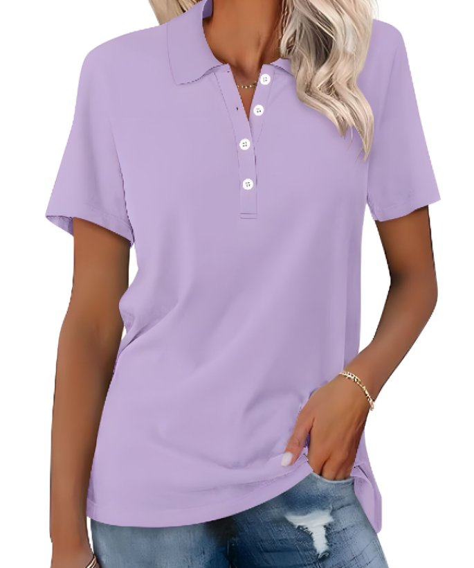 Women's Short Sleeve Button Polo Shirt