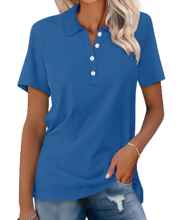 Women's Short Sleeve Button Polo Shirt