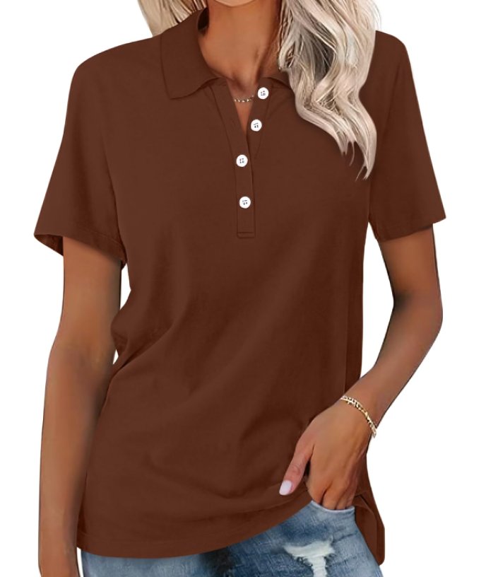 Women's Short Sleeve Button Polo Shirt