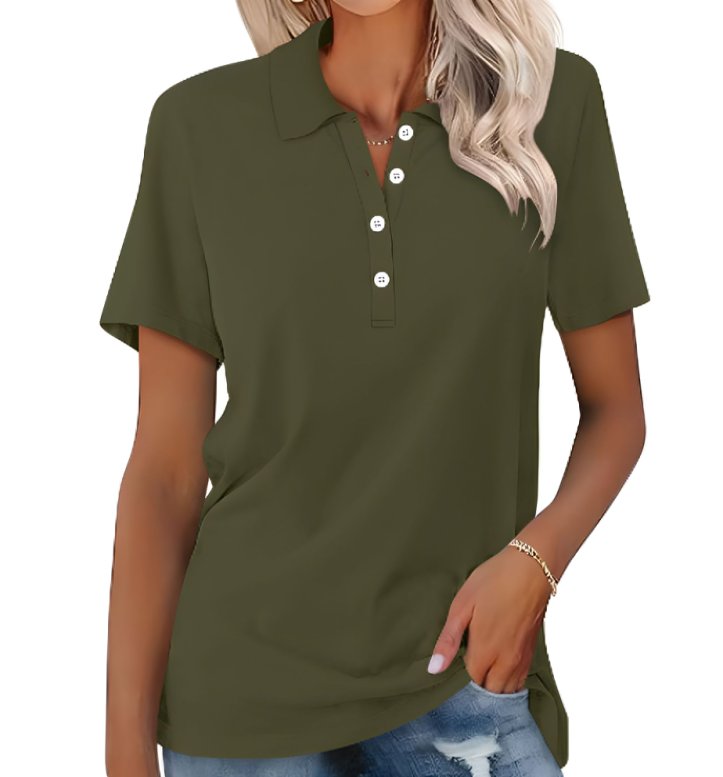 Women's Short Sleeve Button Polo Shirt