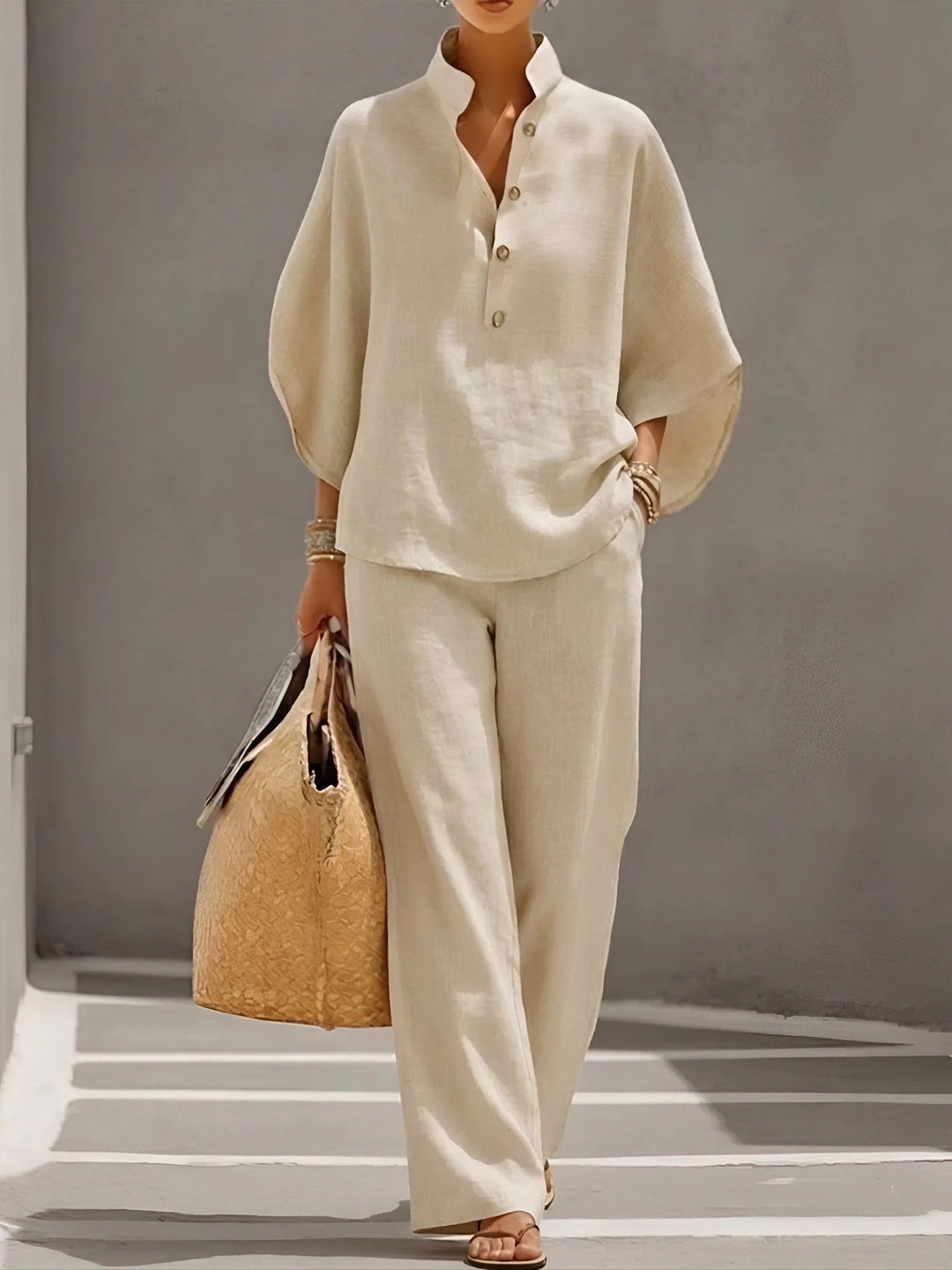 Covernorth Women's Two-Piece Linen Blend Loungewear Set