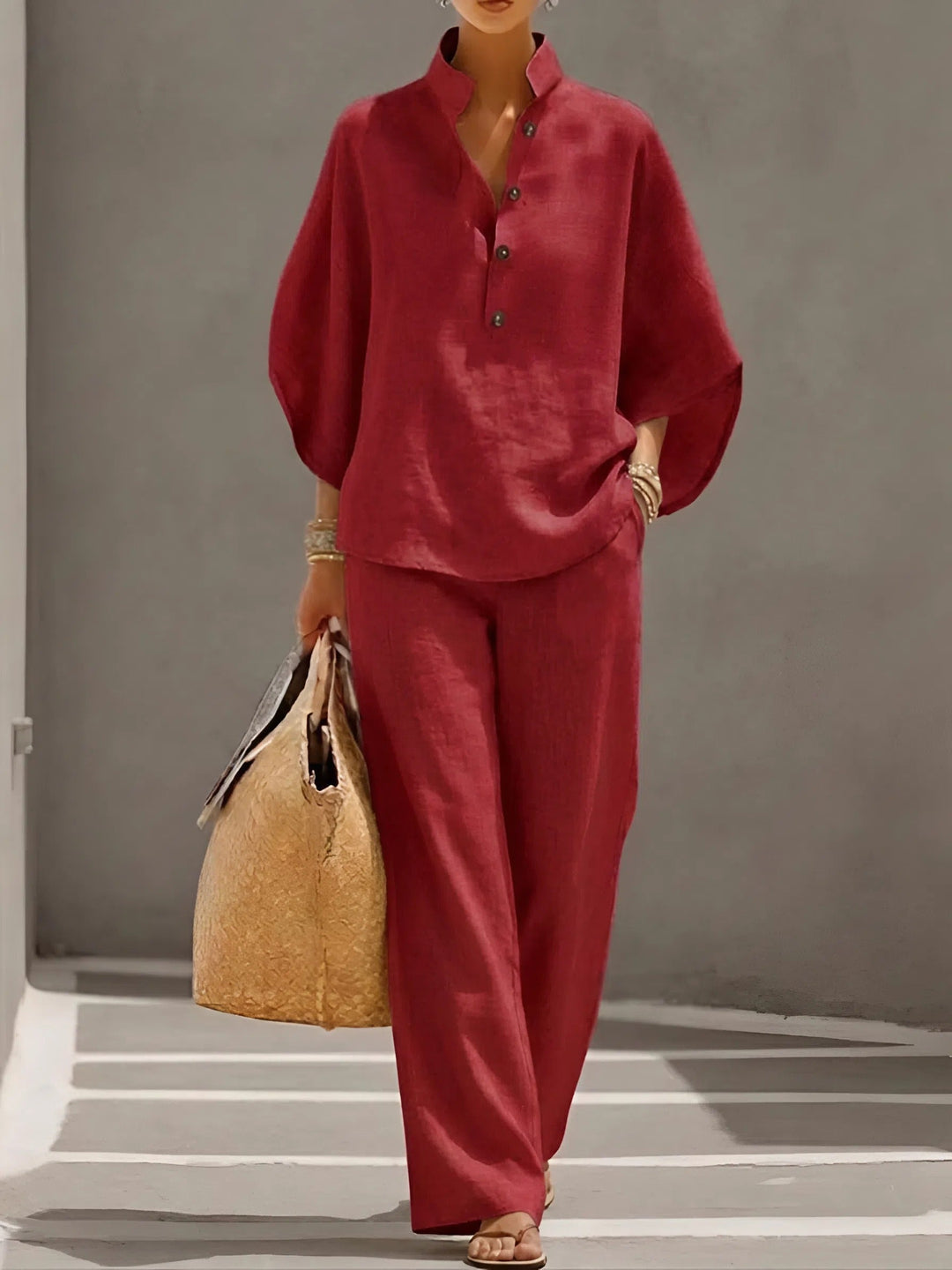 Covernorth Women's Two-Piece Linen Blend Loungewear Set