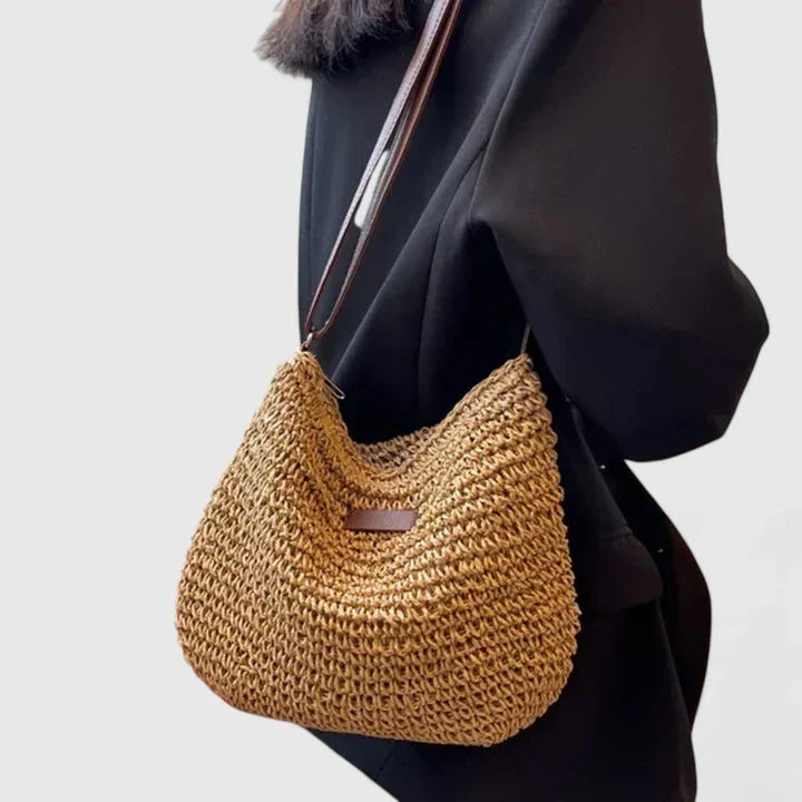 Woven Straw-Style Crossbody Bag