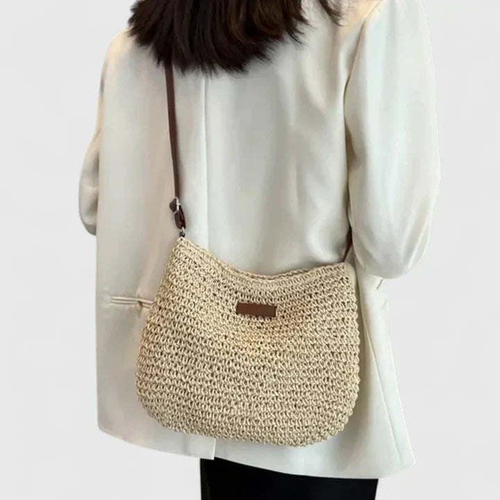 Woven Straw-Style Crossbody Bag