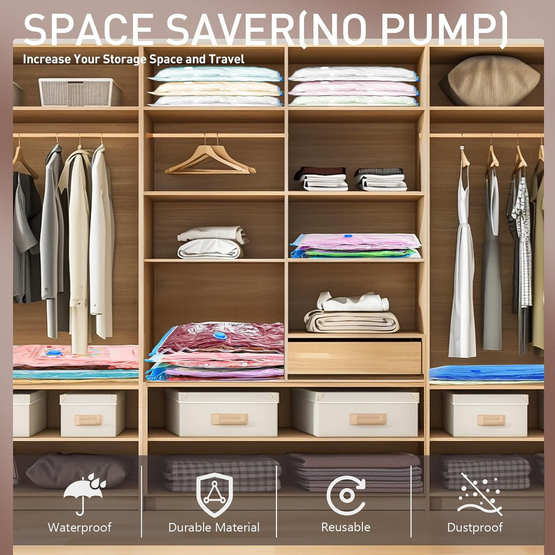 Vacuum Storage Bags │ Space Saving Seal │ Travel & Closet │ 10 Pack