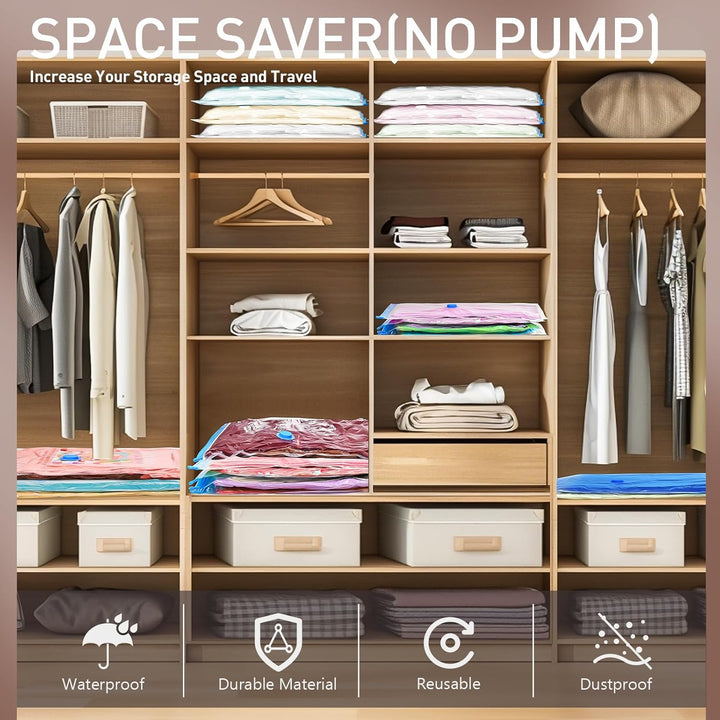 Vacuum Storage Bags │ Space Saving Seal │ Travel & Closet │ 10 Pack