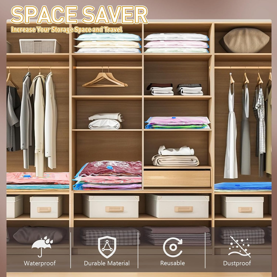 Vacuum Storage Bags │ Space Saving Seal │ Travel & Closet │ 10 Pack