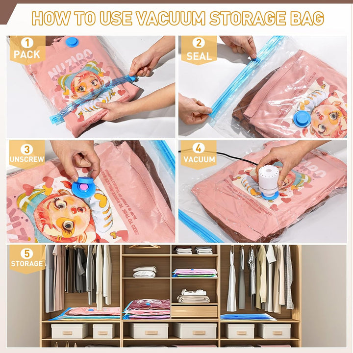 Vacuum Storage Bags │ Space Saving Seal │ Travel & Closet │ 10 Pack
