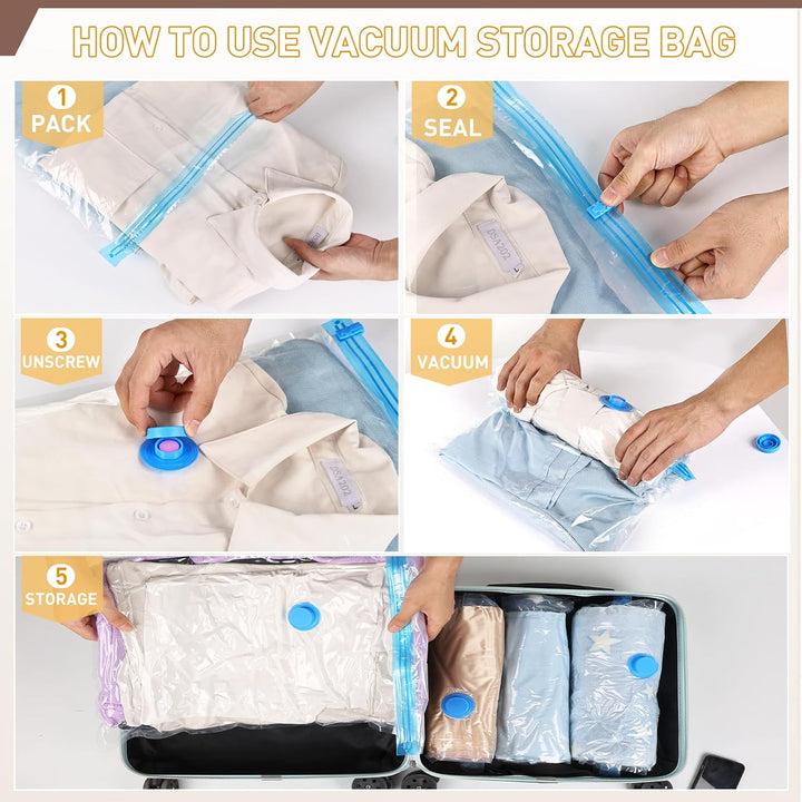 Vacuum Storage Bags │ Space Saving Seal │ Travel & Closet │ 10 Pack