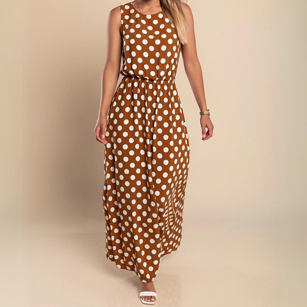 Women's Polka Dot Sleeveless Maxi Dress