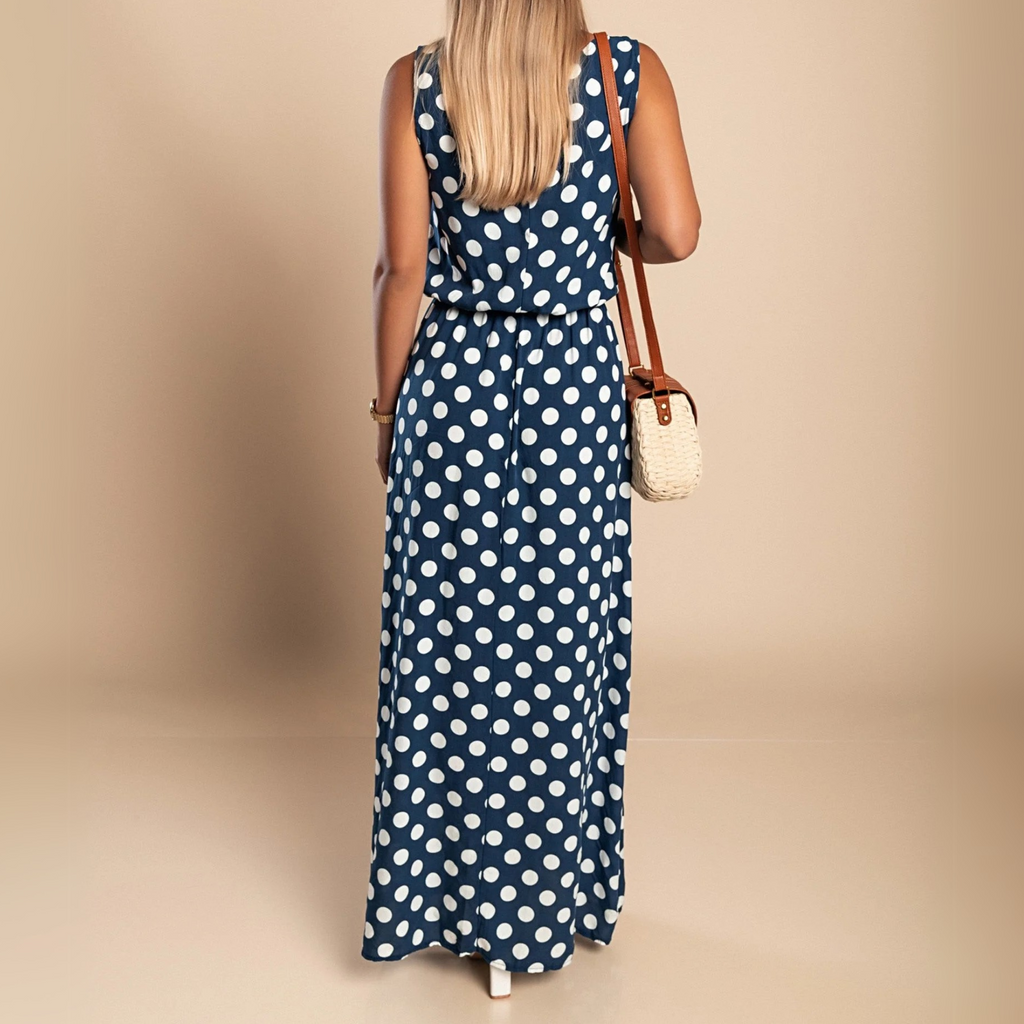 Women's Polka Dot Sleeveless Maxi Dress