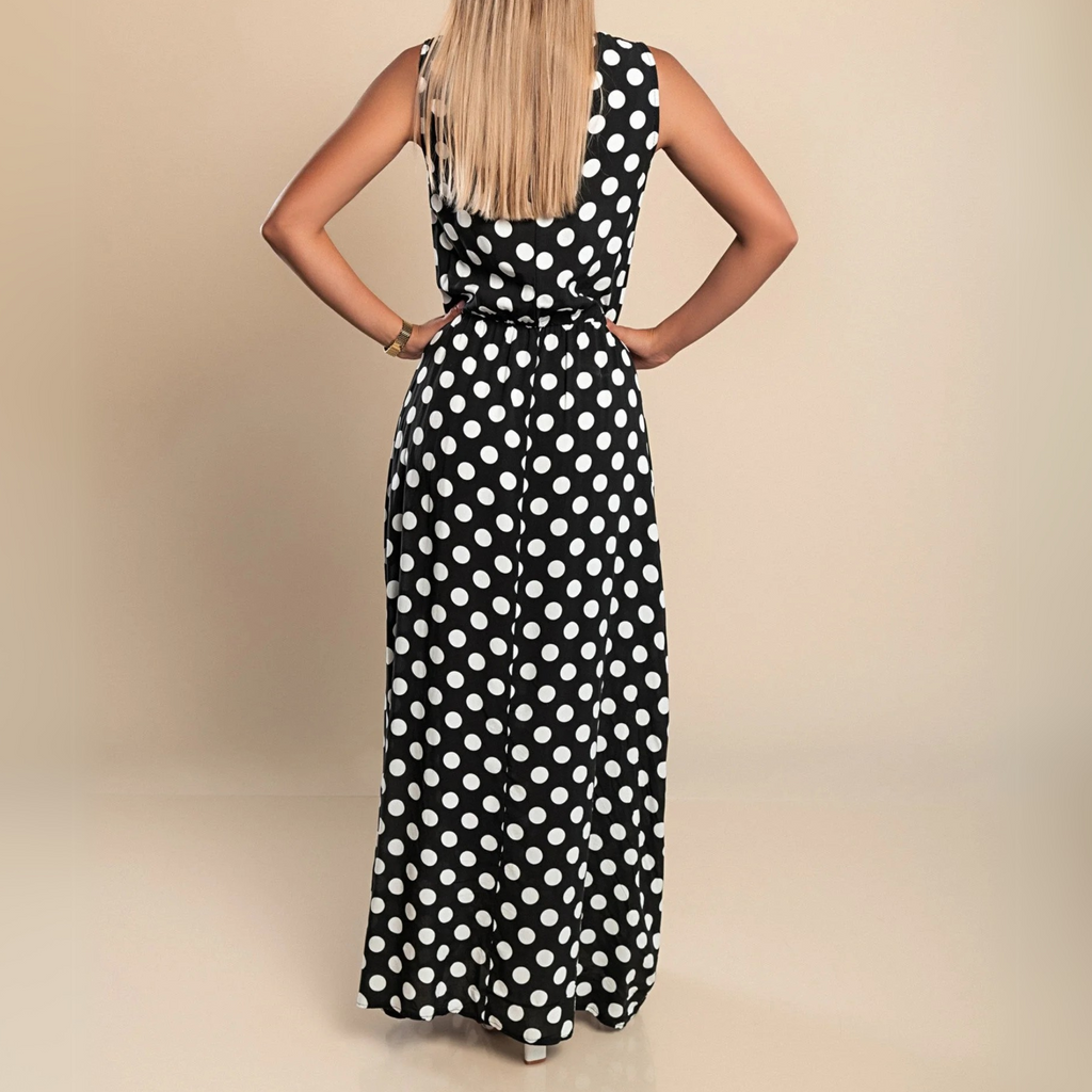 Women's Polka Dot Sleeveless Maxi Dress