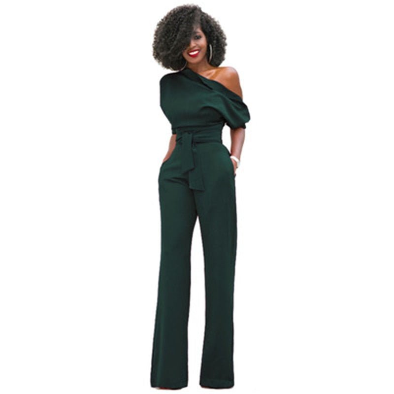 Women’s Off-Shoulder Belted Jumpsuit