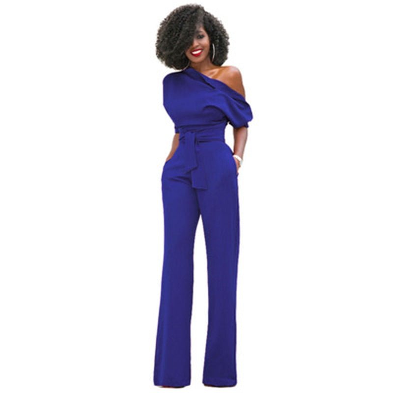 Women’s Off-Shoulder Belted Jumpsuit