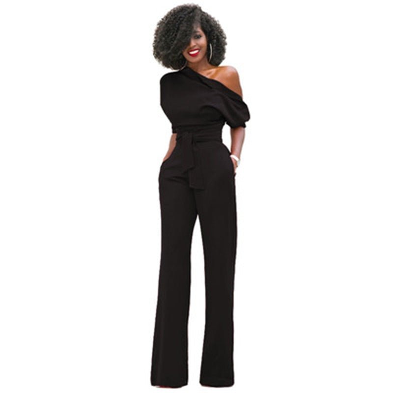 Women’s Off-Shoulder Belted Jumpsuit