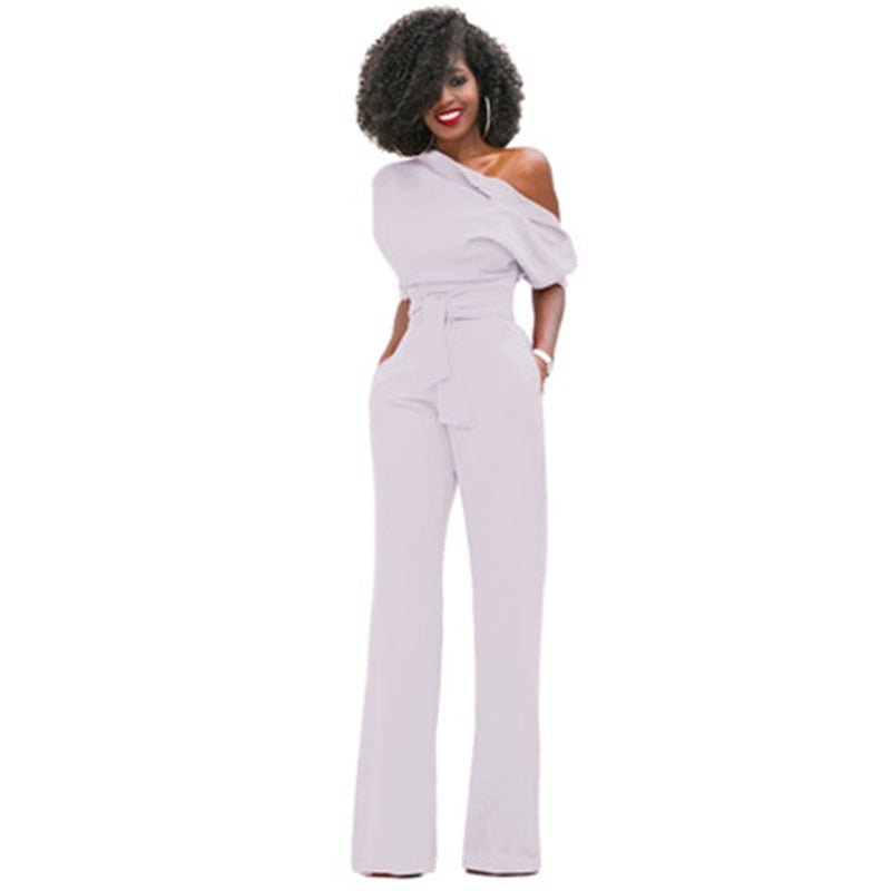 Women’s Off-Shoulder Belted Jumpsuit