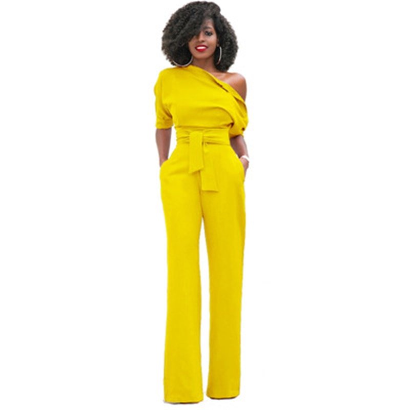 Women’s Off-Shoulder Belted Jumpsuit